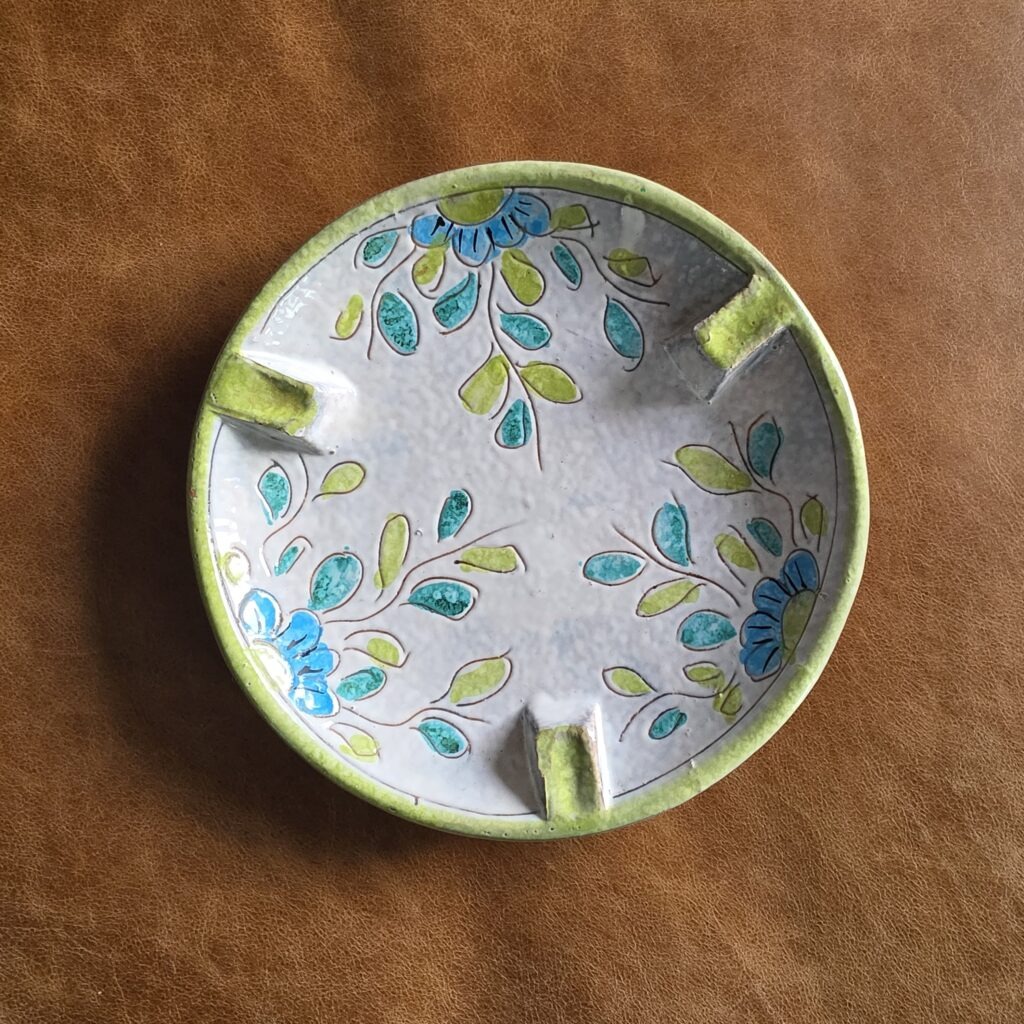 1970s Hand-Painted Italian Ceramic Ashtray -J.W. & Co.