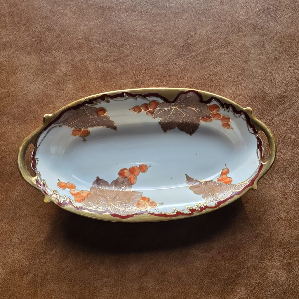 Hand-Painted 1900’s Autumn Leaf & Gold Dish