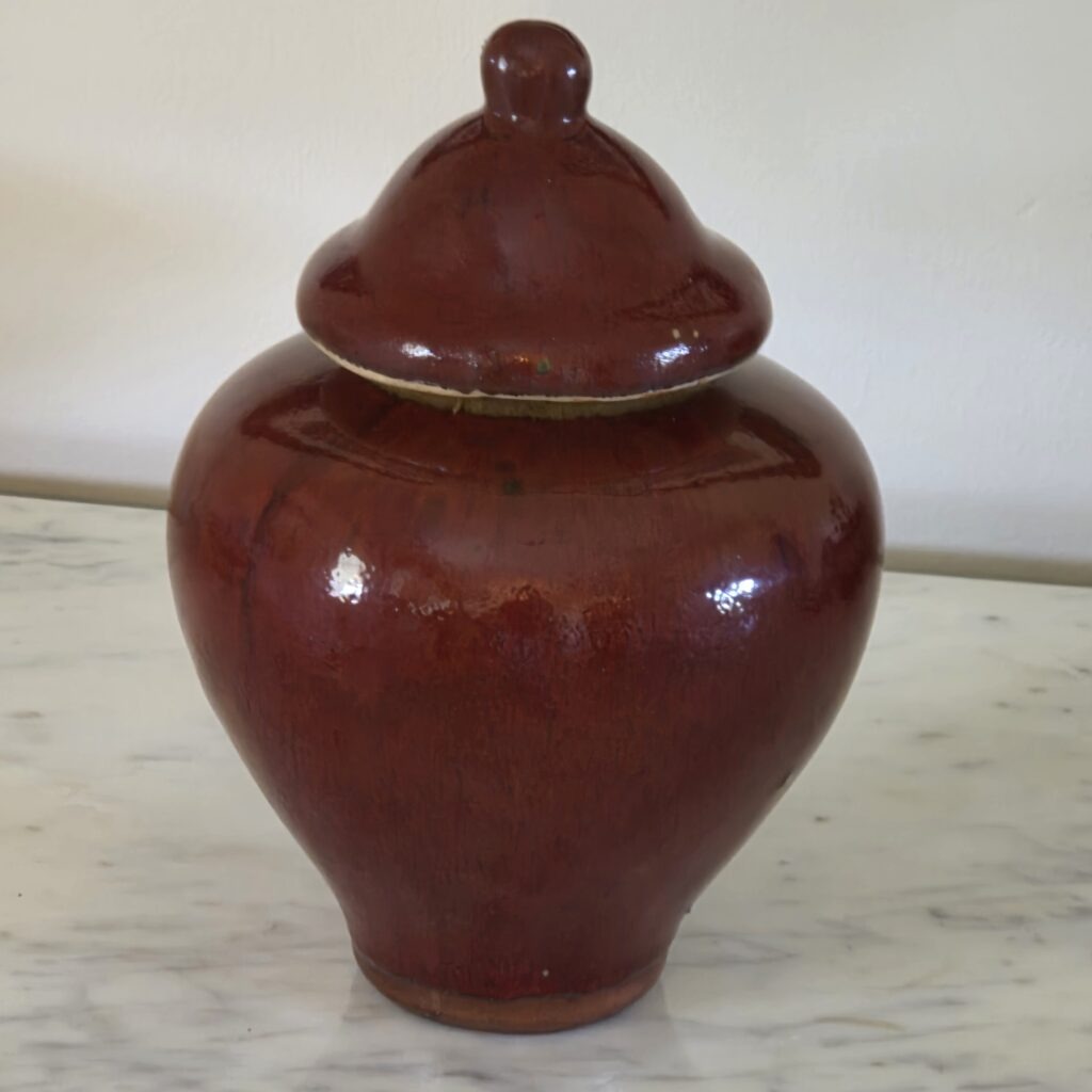 Burgundy Ginger Jar with Lid